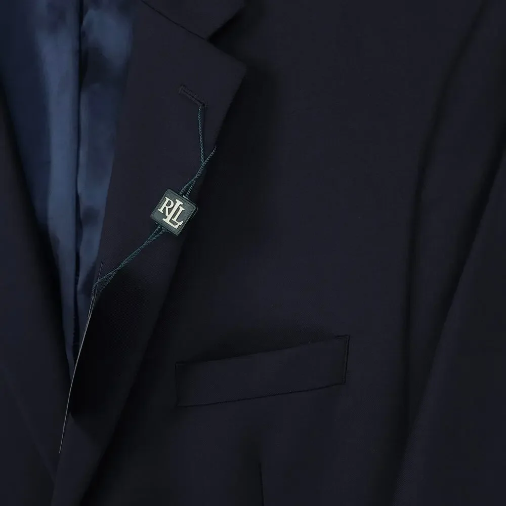 Lauren Ralph Lauren Mens Classic Fit Sport Coat 46R Navy Blue Solid Stretch Wool